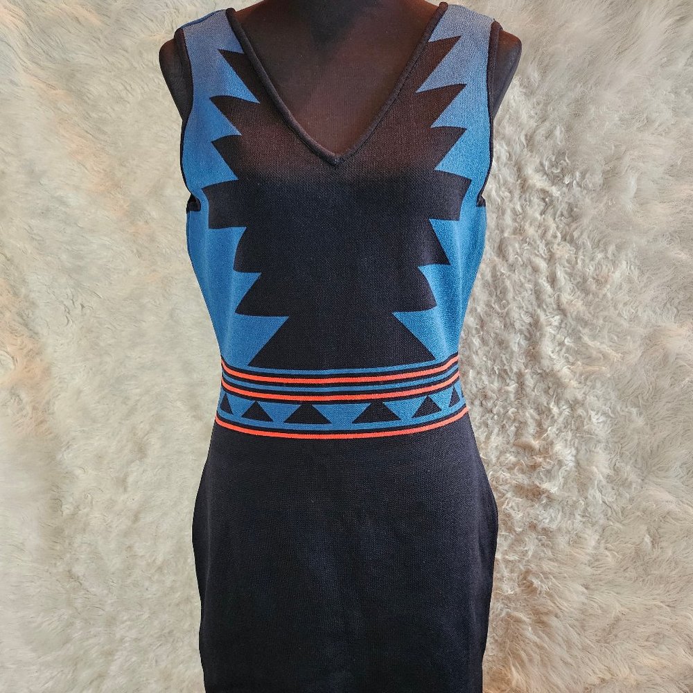 Romeo&Juliet Couture Men's Blue and Black Geometric Bodycon Dress Size M